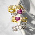Pave Letter MOM Heart Shape Open Adjustable Ring For Mother's Day Fashion Gift view 1
