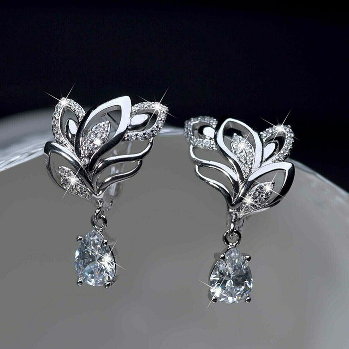 Elegant Short Drop Earrings With Hollow Leaf And Flower Petal Design For Summer Jewelry