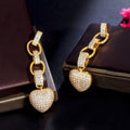 French Style Heart Pendant Micro Paved Heart Earrings For Women, European Fashion Jewelry view 4