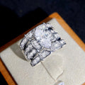 High End Three Piece Ring Set European American Fashion Luxury Marquise Zircon Stack Rings view 2