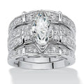 High End Three Piece Ring Set European American Fashion Luxury Marquise Zircon Stack Rings view 1