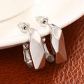 Geometric Square Folded Stud Earrings, Irregular Metal Statement Ear Jewelry For Women view 2