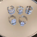 Zircon Snowflake Rotatable Open Ring For Women view 1