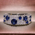 Vintage Court Style Simulated Moissanite Ring For Women With Staggered Zircon Stones view 2