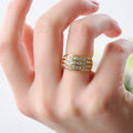 Women's Starry Three Row Zircon Ring, Niche Minimalist Trendy Index Finger Jewelry view 4