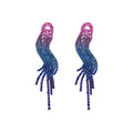 Alloy Silver Pin Colorful Rhinestone Triangle Waterdrop Tassel Drop Earrings For Women view 5