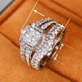 European Style Two Layer Cubic Zirconia Simulated Ring For Women Square Spliced Crown Finger Ring view 4