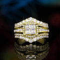 European Style Two Layer Cubic Zirconia Simulated Ring For Women Square Spliced Crown Finger Ring view 2