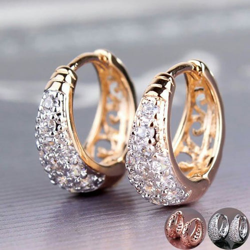 Designer Half Hoop Zircon Ear Cuff Earrings With Hollow Out Detail For Womens Fashion Jewelry