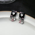 Vintage Dark Hip Hop Ace Of Spades Playing Card Alloy Rhinestone Heart Dangle Stud Earrings view 3