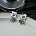 Vintage Dark Hip Hop Ace Of Spades Playing Card Alloy Rhinestone Heart Dangle Stud Earrings view 1