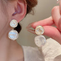 Light Luxury Faux Pearl Diamond Heart Stud Earrings With Silver Needle Minimalist Geometric Design view 4