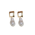 Light Luxury Faux Pearl Diamond Heart Stud Earrings With Silver Needle Minimalist Geometric Design view 5