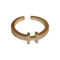 Gold Plated Zircon Letter Open Ring For Women view 5