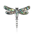 Alloy Vintage Dragonfly Brooch Pin With Emerald Shell Accent view 1