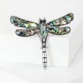 Alloy Vintage Dragonfly Brooch Pin With Emerald Shell Accent view 2