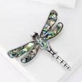 Alloy Vintage Dragonfly Brooch Pin With Emerald Shell Accent view 3