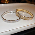 French Minimalist Zircon Mesh Cross Copper Bangle, Light Luxury Elegant Fashion Jewelry For Women view 4