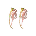 Elegant Colorful Flower Leaf Beaded Alloy Drop Dangle Earrings With Fresh Green Seed Beads And Gold Chain Tassel Earring view 5