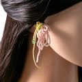 Elegant Colorful Flower Leaf Beaded Alloy Drop Dangle Earrings With Fresh Green Seed Beads And Gold Chain Tassel Earring view 4