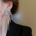 Chic Alloy Rhinestone Wing Hollow Tassel Drop Earrings With Silver Needle Posts view 3