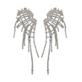 Chic Alloy Rhinestone Wing Hollow Tassel Drop Earrings With Silver Needle Posts view 5