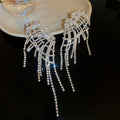 Chic Alloy Rhinestone Wing Hollow Tassel Drop Earrings With Silver Needle Posts view 2