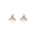Elegant Luxury Pearl Stud Earrings With Alloy Floral Rhinestone Halo Two Way Korean Style Women's Earrings view 5
