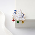 Christmas Party Cartoon Snowman Brooch With Tree Bell Bow Enamel Clothing Pin Corsage view 2