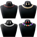 Luxury Square Crystal Rhinestone Necklace Jewelry Set With Matching Drop Statement Earrings view 1