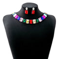 Luxury Square Crystal Rhinestone Necklace Jewelry Set With Matching Drop Statement Earrings view 5