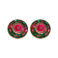 Light Luxury Alloy Jewelry Set With Emerald Round Rhinestone Stud Earrings And Collarbone Necklace view 5