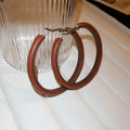 Faux Leather Geometric Round Hoop Earrings With Silver Needle Posts Minimalist High End Style For Women view 1