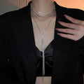 Rhinestone Alloy Chain Multi Layer Tassel Necklace For Women, Sweet Cool Geometric Collarbone Jewelry view 3