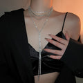 Rhinestone Alloy Chain Multi Layer Tassel Necklace For Women, Sweet Cool Geometric Collarbone Jewelry view 1