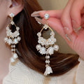 Chic French Faux Pearl Rhinestone Lily Of The Valley Flower Drop Earrings view 2