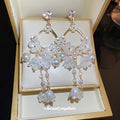 Chic French Faux Pearl Rhinestone Lily Of The Valley Flower Drop Earrings view 3