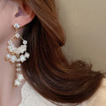 Chic French Faux Pearl Rhinestone Lily Of The Valley Flower Drop Earrings view 4