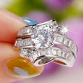 Luxury Sparkling Swing Arm Ring For Women, Curved Creative Design Elegant Statement Finger Jewelry view 2
