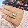 European American Oval Stone Ring Simple Fashion Personalized Western Ethnic Vintage Jewelry view 4
