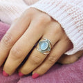 European American Oval Stone Ring Simple Fashion Personalized Western Ethnic Vintage Jewelry view 2