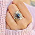 European American Oval Stone Ring Simple Fashion Personalized Western Ethnic Vintage Jewelry view 1