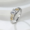 Mother's Day Two Tone Heart Zircon Ring, Mom Love Inlaid Heart Finger Jewelry Gift For Women view 2