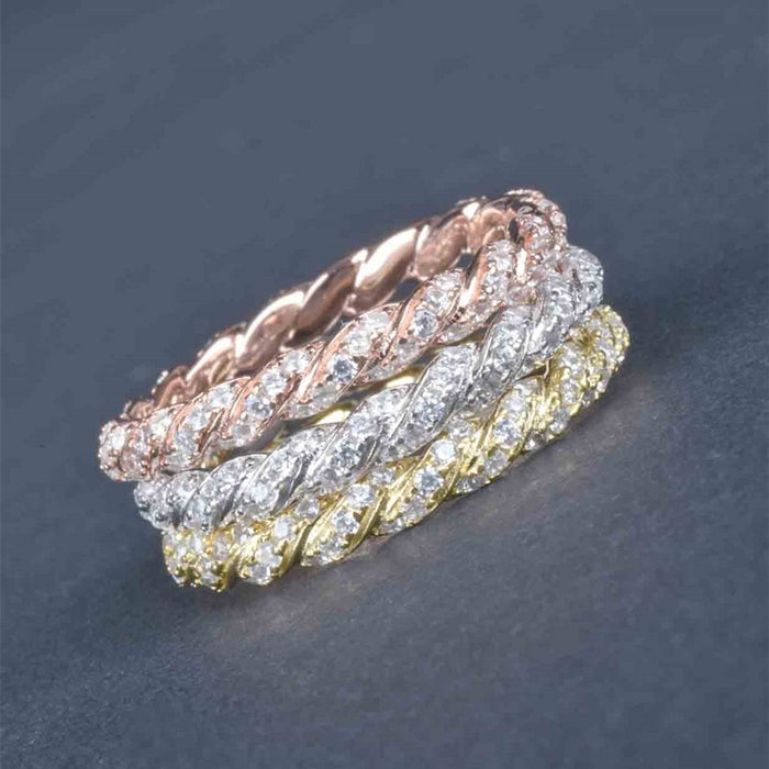 Minimalist Vintage Knuckle Ring, Trendy Metal Twist Woven Chain Ring, Shimmering Jewelry