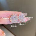 Japanese Style Sunflower Full Zircon Stud Earrings, Luxury Floral Statement Ear Jewelry view 5