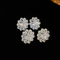 Japanese Style Sunflower Full Zircon Stud Earrings, Luxury Floral Statement Ear Jewelry view 3