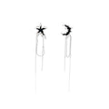 Sweet Cool Star Moon Alloy Ear Clip Long Chain Tassel Asymmetric No Piercing Enamel Earrings view 5
