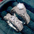 Luxury Double Layer Micro Pave Zircon Ring Set With Hollow Design For Party And Wedding Jewelry view 2