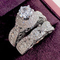 Luxury Double Layer Micro Pave Zircon Ring Set With Hollow Design For Party And Wedding Jewelry view 3