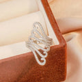 Long Exaggerated Hollow Wave Shell Pattern Ring, Floral Surf Arrangement Statement Finger Jewelry view 2